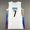 2022-23 Basketbollströja 7 Durant ED Embroidery Kyrie Kevin 11 Irving White Black Blue Mens Shirts