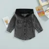 Jackor Focusnorm 0-5y Autumn Toddler Boys Girls Coat 2 f￤rger Solid denim l￥ng￤rmad enkelbr￶st lappt￤cke huva