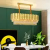 Pendant Lamps Led Modern Luxury Stainless Steel Golden Enamel Crystal Hanging Chandelier Light Lustre Suspension Luminaire Lamp Living Room