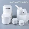 Récipient rechargeable en plastique blanc avec couvercle Pots vides Make Up Bottle Lotion Face CreamStorage Containers