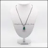 Pendanthalsband Irregar Natural Stone Gemstone Agate Crystal Quartz Turquoise Malachite Jade Amethyst Pendants With Leather Chains Dhizp