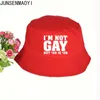 Stingy Brim I'm Not Gay But 20 is 20 Bucks Funny Bucket Hats Women Men fisherman hat Outdoor sunshade cap fishing Sunscreen Beach Hat 1209