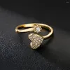 Bröllopsringar tobilo söt kvinnlig liten kristall hänge hjärtring guld färg brud engagemang vintage för kvinnor