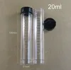 Botella de tubo de ensayo pastic transparente de 20 ml con tapa 21 mm 106 mm pp joyería nail art beads contenedor de almacenamiento 50pcs / lot