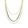 Drei Schichten 18k Gold Designer Halsband Kette Halskette Frau 316L Titan Stahl Kurze Damen Halsketten Ketten Halsreifen Gliederketten Mode Hip Hop Schmuck Freund Geschenk