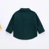 Jackor Spring Kids Boy Single Breasted Coats Children Fashion Lapel Full Sleeve Shirt Boys 'Corduroy Long Sleeved Top f￶r 3-7 gamla