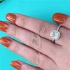 Anillos de racimo Vecalon Moda Anillo a juego 925 Plata esterlina Bijou Cz Compromiso Banda de boda para mujeres Joyería de declaración