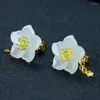 Stud Earrings Natural Hetian White Jade Star Tassel Chinese Nephrite Starfish Ear Studs Earring Women