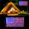 American Flag String Lights IP65 Waterproof 420 diody LED światła sieci Słoneczne 8 Tryby Pilot Kontrola Stanów Zjednoczonych Świąteczne dekoracje Festiwal