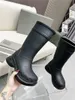 Designer Luxury Brown Rubber High Rain Rainboots boots Booties With Original box