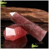 Arts And Crafts Natural Stberry Crystals Decoration Ornament Mineral Healing Wands Reiki Ability Quartz Pillars Crystal Point Drop D Dhhr7
