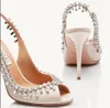 Luxe Merk Aquazzurs Temptation Sandalen Schoenen Crystal Crystal-verfraaid Satijn PVC Hoge Hakken PVC Slingback Dame Elegante Pumps EU35-43