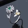 Wedding Rings Daisy Flower Elegant Opening Ring Women Adjustable Party Engagement Finger Statement Jewelry Gift