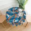 Table Cloth Hexagon Soccer Blue Round Cover Polyester Stain And Wrinkle Resistant For Kitchen Dining Coffee Party
