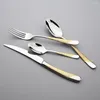 Set di stoviglie Set di stoviglie per cucina occidentale 18/10 Acciaio inossidabile Forchetta Cucchiai Coltelli Posate Posate Oro 16 pezzi Argento