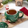 Mugs 400ml Ceramic Christmas Coffee Mug Cover Spoon Couples Cup Gift Tea Set Large Capacity Cups Creative Coffeeware