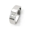 Bagues de cluster 925 Sterling Silver Engagement Bijoux Carré Brillant Blanc Gem Stone Mariage Doigt pour les femmes