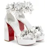 Kvinnors klänningsskor High Chunky Heel Platform Shoes Designer Luxury Nitets Party Prom Og Kvalitet med låda storlek 36-42
