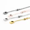 Gouden zilveren kleur kroon mini -thee lepel hanger ketting voor vrouwen mannen eenvoudige lange metalen ketting ketting sieraden accessoires