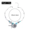 Bohemian Vintage Silver Color Big Flower Blue Stone Pärlor Pendant Necklace Simple Casual Retro Choker Halsbandsmycken