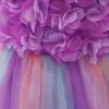 Girl Dresses Sweet Purple Tiered Flower Girls Bow Sash Puffy Tulle Children Pageant Ball Gown Short Kids Birthday Communion Wears