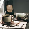 Coffee Tea Sets Retro Handmade Coarse Pottery Cup Hand Punch Set Ceramic Japanese Mug Style Afternoon