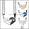 Collane con ciondolo 2 pezzi / set Collana cuore amore per donna Uomo San Valentino romantico Oro gioielli rotti Regali Ciondolo consegna goccia Ot857