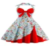 رخيصة Audrey Hepburn 1950 Rockabilly Dresses Dresses Halter Ball Vintage Print Flower