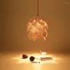 Pendant Lamps Nordic Wood Chandelier Personality Restaurant Light Single Bar Study Pine Cone Chip LB121215