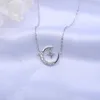 Kedjor koreansk version stjärna moon halsband sterling silver färg mikro inlagd kvinnors mode guld kort