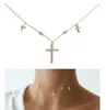Chains 2022 Arrival Fashion Cross Shape Women Necklaces Trendy Long Chain With Micro Pave Zirconia Pendant For
