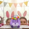 1pc Easter Basket Solid Colors Children's Bunny Lovely Candy Bags Box Halloween Kids Plush Portable Gift Baskets Egg Toddler Festive Handbags CPA5997 ss0119