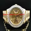 Rostfritt st￥l armband Nytt herr 2 II Solid 18 kt 41mm Diamond Watch Gold Dial 8 CT Automatisk mekanisk man Watch Wristwatch270K