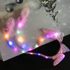 Party Hats Luminous rabbit ear headband new sequin ear net red bow knot air pinch up flash children's gifts