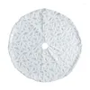 Christmas Decorations Tree Skirt Plush Xmas Mat White Soft Faux Fur With Embroidered For Party 1PC