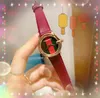 Frauen kleine Biene G Form Dial Watch Quarz Batterie Japan Bewegung Echter Ledergürtel Großzügiger Vintage -Kettenarmband Armbandwatch Relojes Para Mujer