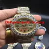 Luksusowy 43 mm duży lodowany diamenty Mechanical Man Watch Multi Color Dila