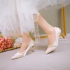 Dress Shoes Rimocy Elegant Wing Thin Heels Wedding Women Pointed Toe Pearl High Woman Fashion Design String Bead Pumps 221213