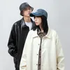 Męskie kurtki moda pu skórzana kurtka pary męskie luźne luźne płaszcz streetwear hiphop duży haft haftowy