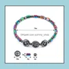 Anklets Magnetic Oval Hematite Stone Bead Bracelet Rainbow Star Women Summer Beach Health Energy Healing Model Foot Jewelry Drop Deli Othnm