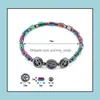 Anklets magnetiska ovala hematit stenp￤rla armband regnb￥gstj￤rna kvinnor sommar strand h￤lsa energi helande modell fot smycken dropp deli othnm