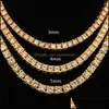 Tennis Graduated M 4Mm Tennis Chain Men Women Choker Necklace Man Woman Hip Hop Jewelry Iced Out Bling Necklaces Fashion Luxury 1 R Dh3Za