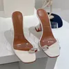 Sandalias de mujer amina muaddi Zapatos de vestir con caja de goma plataforma de tacones altos Decoración adornada con cristales PVC transparente CrystalTransparent Wine Cup Heel