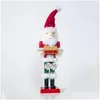 Christmas Decorations Merry Decor Kids Dolls 40Cm Wooden Nutcracker Soldier/Santa Claus/Snowman/ Doll Ornaments Figurines Gift Toy D Dhtv2