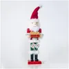 Décorations de Noël Joyeux Décor Enfants Poupées 40cm Soldat Casse-Noisette en bois / Père Noël / Bonhomme de neige / Ornements de poupée Figurines Cadeau Jouet D Dhtv2