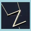 Pendant Necklaces Women Fashion Sideways Personalized Az Letter Name Initial Gold Sier Plated Stainless Steel Necklace For Girls Gif Ot63V