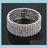 Bangle Fashion 16 Row White Crystal Tennis Armband Bridal Stretch Sier Tone Perfekt f￶r br￶llopsl￤ppleverans smycken armband ot4OS