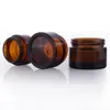 Bruine Amber Glass Cream Bottle Jar Zwart deksel Lege Cosmetische potten Verpakkingsflessen 5G 10G 15G 30G 50G 100G
