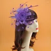 Headpieces Female Vintage Bride Feather Headdress Cocktail Party Hair Accessories Top Hat Dress Korea Japan Black White