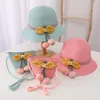 Şapkalar yaz bebek sevimli yay çiçek nefes alabilen şapka çanta çanta seti çocuklar kızlar güneş vizörü anti-üver panama plaj gorras
